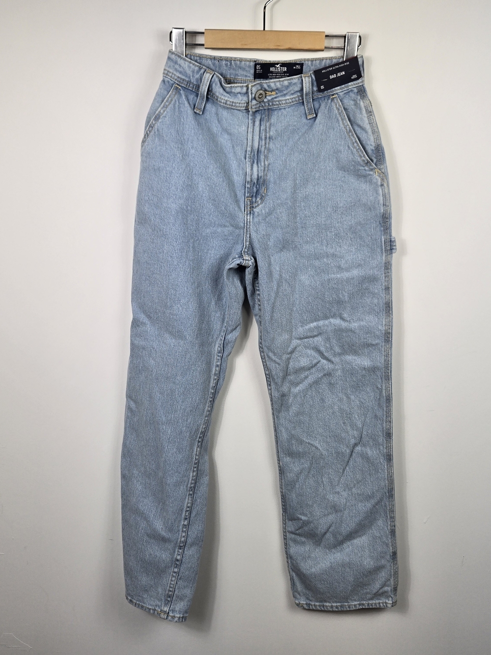 Hollister Ultra High Rise Dad Jeans Light Wash 90s Y2K Mom Denim W25 - Picture 2 of 9